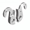 View from both sides H411d Derailleur Hanger for Bulls bikes Alloy Rear Derailleur Hanger, made with CNC technology. Lighter and more durable than the cast derailleur hanger. Assembly from outside with 2 screws,