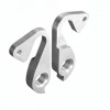 View from both sides H974d Derailleur Hanger for Corratec H974d Alloy Rear Derailleur Hanger. Made with CNC technology. Lighter and more durable than the cast hanger. Assembly from inside with 1 screw, threading in